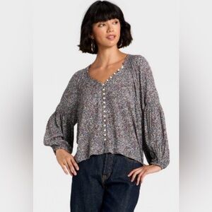 New Universal Thread Multicolor Button-Up Blouse